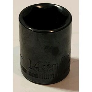 Vintage Black Chrome Craftsman‎ 14mm 6PT 3/8" Drive Shallow Socket S-AD #44569